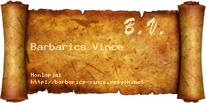 Barbarics Vince névjegykártya